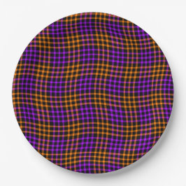 Purple Orange Plaid Checker Seamless Pattern Papieren Bordje