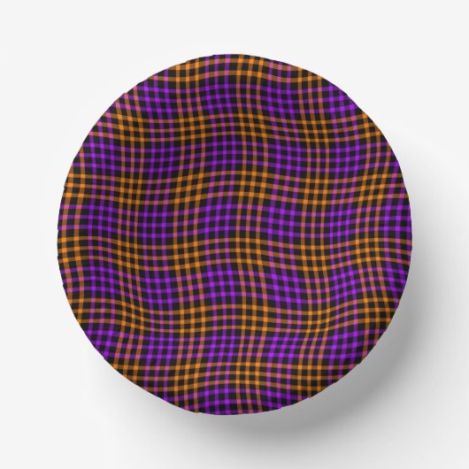 Purple Orange Plaid Checker Seamless Pattern Papieren Kommen (Voorkant)