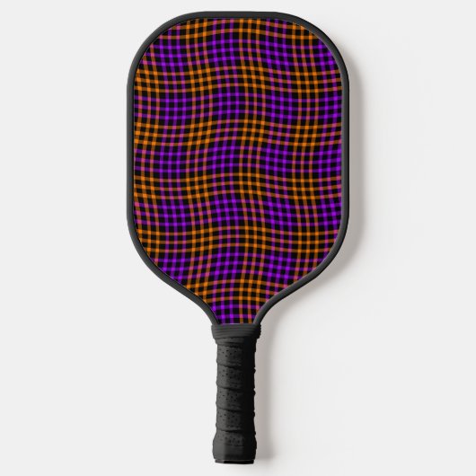 Purple Orange Plaid Checker Seamless Pattern Pickleball Paddle (Achterkant)