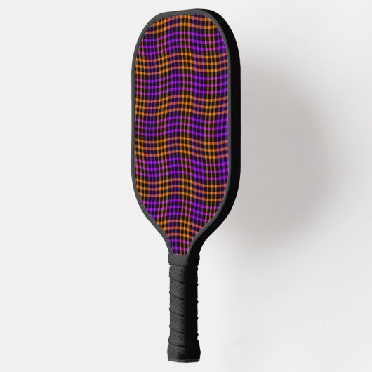Purple Orange Plaid Checker Seamless Pattern Pickleball Paddle (Links)