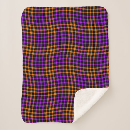 Purple Orange Plaid Checker Seamless Pattern Sherpa Deken (Voorkant)