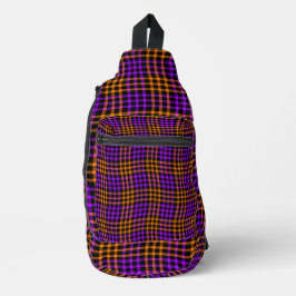 Purple Orange Plaid Checker Seamless Pattern Sling Bag