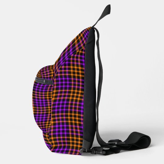 Purple Orange Plaid Checker Seamless Pattern Sling Bag (Rechts)
