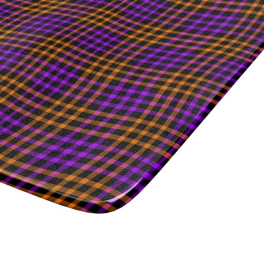 Purple Orange Plaid Checker Seamless Pattern Snijplank (Hoek)