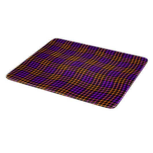 Purple Orange Plaid Checker Seamless Pattern Snijplank (Hoek)