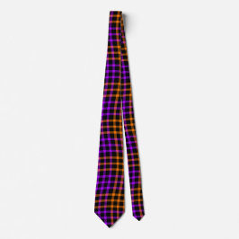 Purple Orange Plaid Checker Seamless Pattern Stropdas