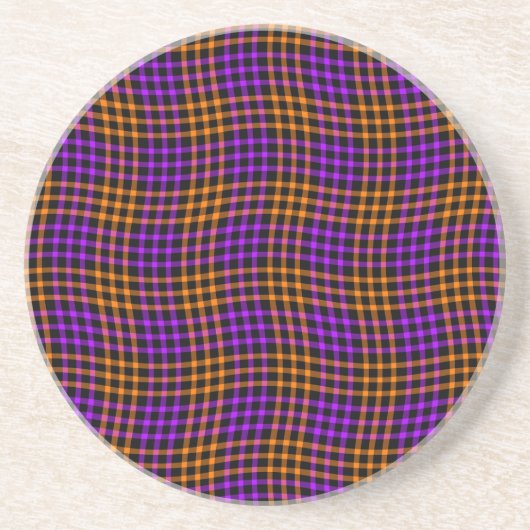 Purple Orange Plaid Checker Seamless Pattern Zandsteen Onderzetter (Voorkant)