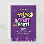 Purple Orange Trick or Treat Halloween Party  Kaart (Voorkant)
