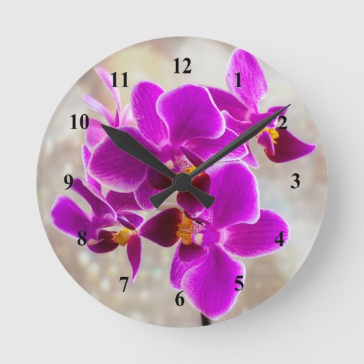 Purple Orchid Acrylic wall clock Ronde Klok (Voorkant)