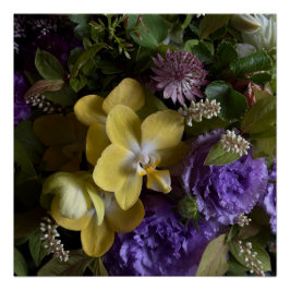 Purple Orchid and Lisianthus Floral Poster