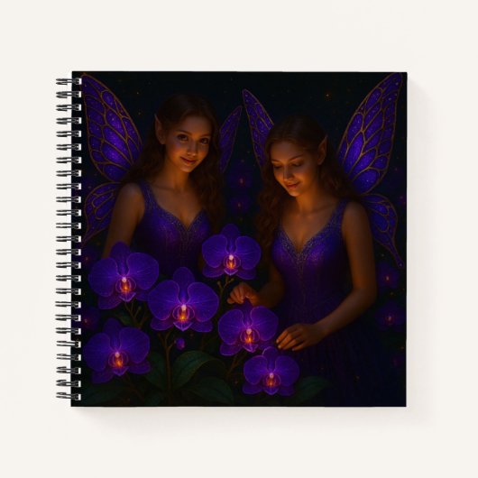 Purple Orchid Fairies Hardcover Art Journal Notitieboek (Voorkant)