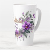 Purple Orchid Floral Frame Latte Mok (Rechterhoek)