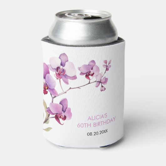 Purple Orchid Flower Blossom Birthday Blikjeskoeler (Blikje Achterkant)