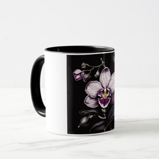 "Purple Orchid Mug - Floral Elegance Cup" Mok (Voorkant links)