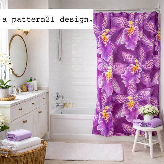 Purple orchid pattern douchegordijn