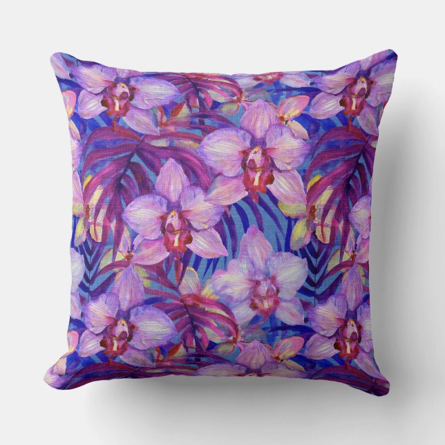 Purple orchid pattern kussen (Voorkant)