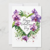 Purple Orchid Watercolor Tropical Valentine's Card (Voorkant)