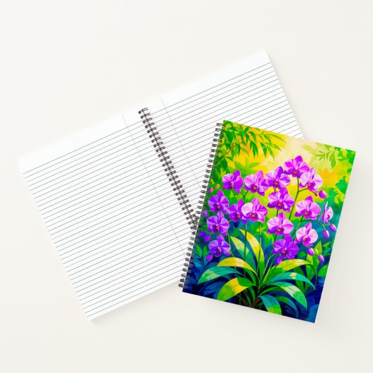 Purple Orchids Notebook Notitieboek (Binnen)