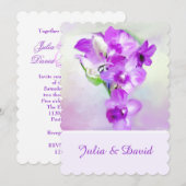 Purple Orchids Wedding Invitation Kaart (Voorkant / Achterkant)