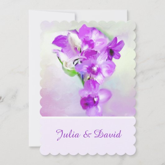 Purple Orchids Wedding Invitation Kaart (Voorkant)