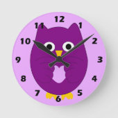 Purple Owl Design Ronde Klok (Voorkant)
