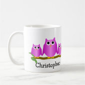 Purple Owls Design Personalised Koffiemok (Links)