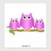 Purple Owls Design Sticker (Vel)