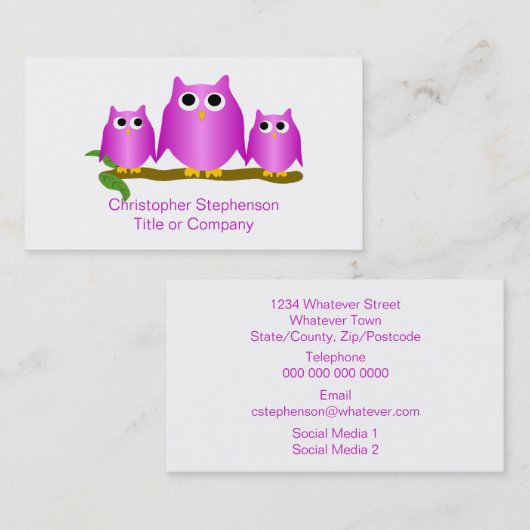 Purple Owls Design Visitekaartje (Voorkant / Achterkant)