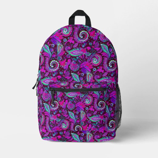 Purple Paisley Bedrukte Rugzak (Voorkant)