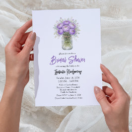Purple Palette Ranunculus Mason Jar Bridal Shower Kaart