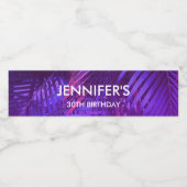 Purple Palm Leaf Water Bottle Label Waterfles Etiket (Enkel label)