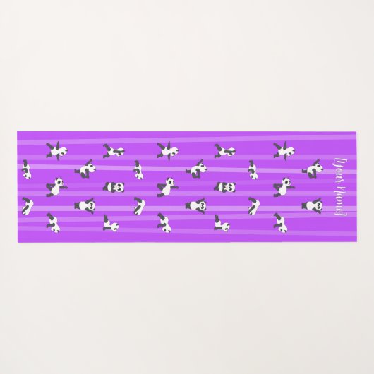 Purple Panda Yoga Mat Custom Name Same Both Sides (Achterkant (horizontaal))