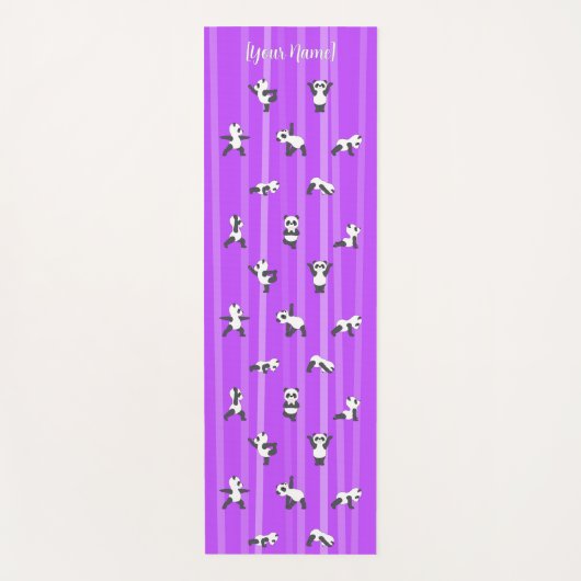 Purple Panda Yoga Mat Custom Name Same Both Sides (Voorkant)