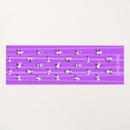 Purple Panda Yoga Mat Custom Name Same Both Sides (Voorkant (horizontaal))