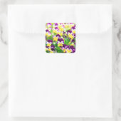 Purple Pansies Vierkante Sticker (Tas)