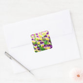 Purple Pansies Vierkante Sticker (Envelop)