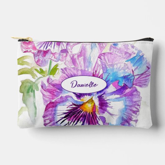 Purple Pansy Flower Pattern Watercolor Girls Etui (Voorkant)