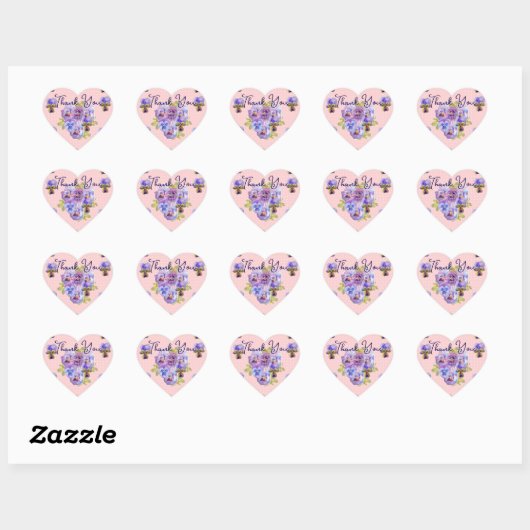Purple Pansy Pansies Flower Pattern Thank You Hart Sticker (Vel)