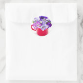 purple pansy ronde sticker (Tas)