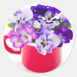 purple pansy ronde sticker