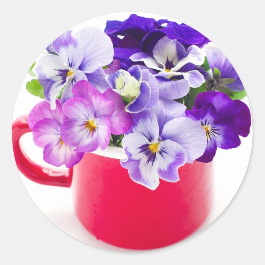purple pansy ronde sticker (Voorkant)