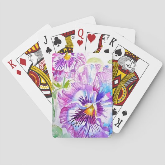 Purple Pansy Watercolour Flower Playing Cards Set Pokerkaarten (Achterkant)
