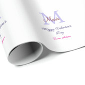Purple pastel happy Valentine's day pink monogram  Cadeaupapier (Rol Hoek)