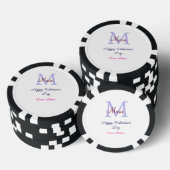 Purple pastel happy Valentine's day pink monogram  Poker Chips (Opstapeling)