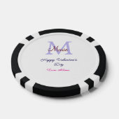 Purple pastel happy Valentine's day pink monogram  Poker Chips (Enkel)