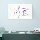 Purple pastel happy Valentine's day pink monogram Spandoek (Beurs)