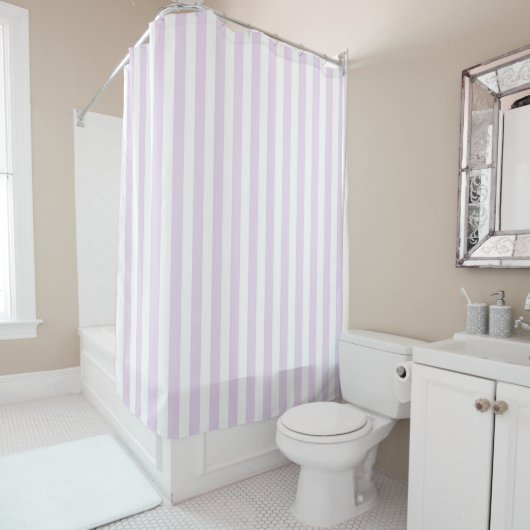 Purple Pastel Stripes Pattern Modern Geometric Douchegordijn (In situ)