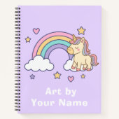 Purple Pastel Unicorn Rainbow Personalized Notitieboek (Voorkant)
