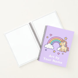 Purple Pastel Unicorn Rainbow Personalized Notitieboek