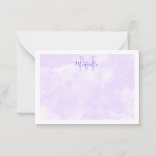 Purple Pastel Watercolor All Occasion Monogram Notitiekaartje (Voorkant)